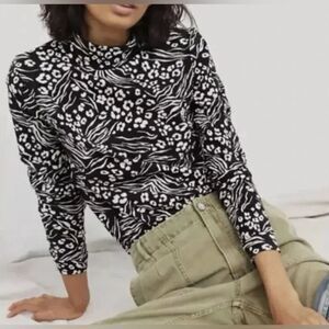 Anthropologie Adventurer Floral Mock Neck Top Size SX
